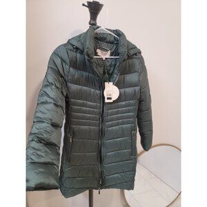 Hobbs London Coat US 6 Long Puffer Dark Green Winter NWT